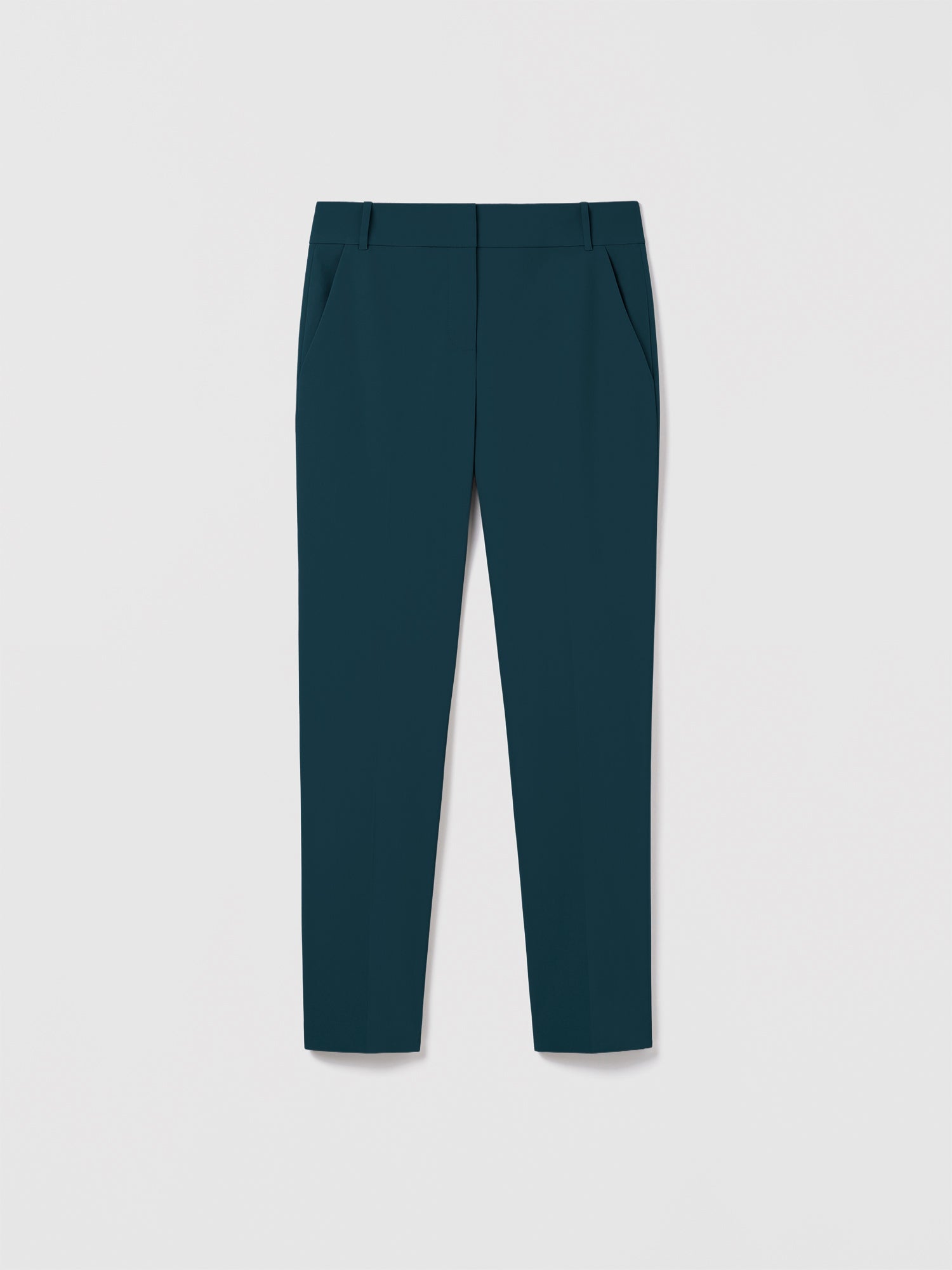 Deep Ocean Judith & Charles mid-rise slim pants in unlined Easy Care Techno fabric, ankle length.