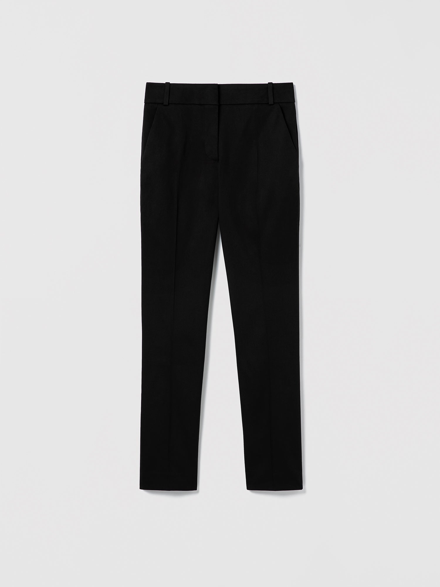 Black pants on a light gray background