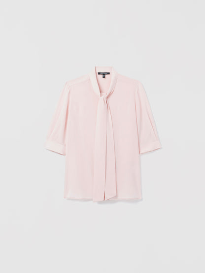 Blouse à cravate en soie