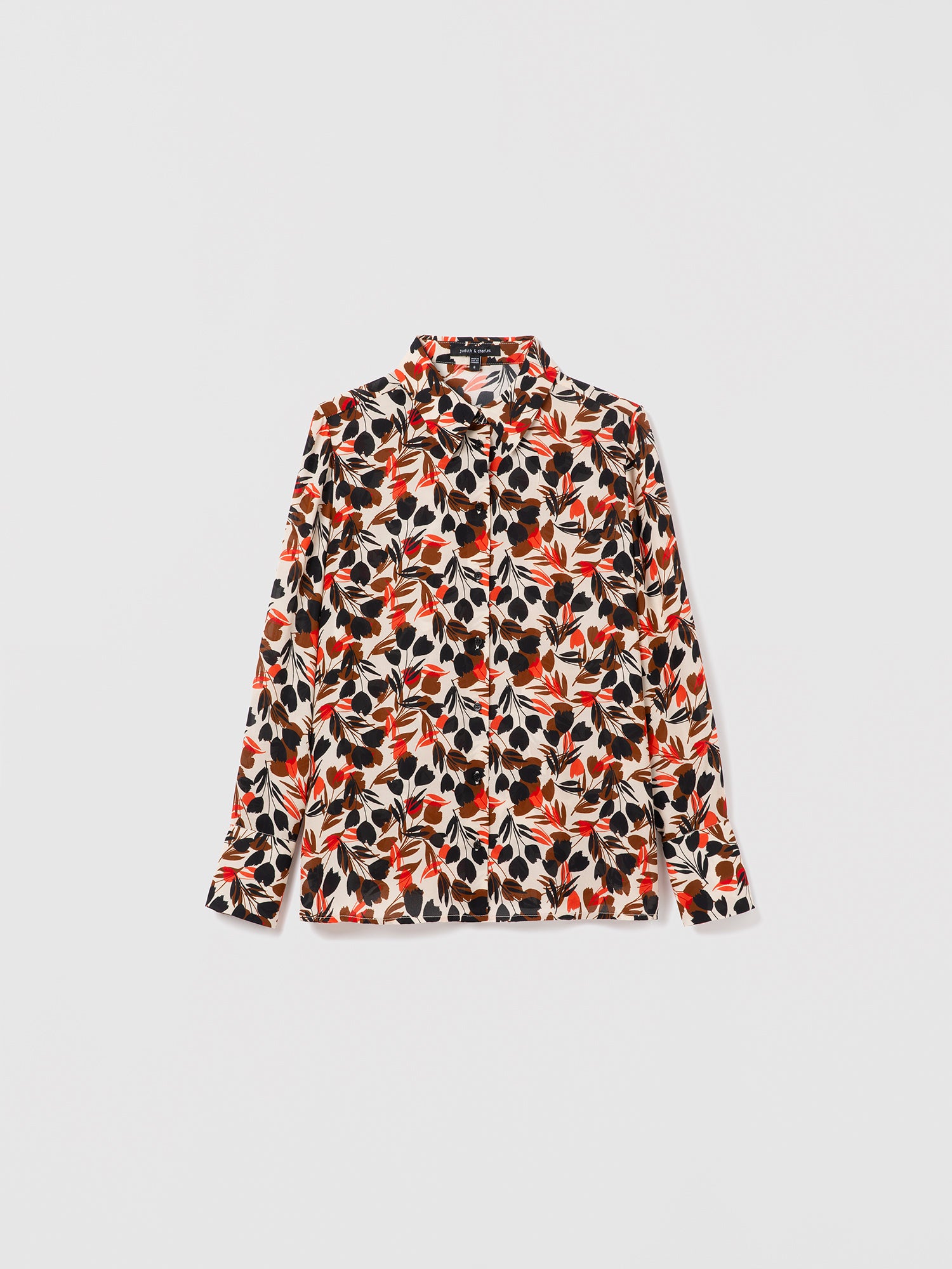 Judith & Charles silk fall floral button-down shirt