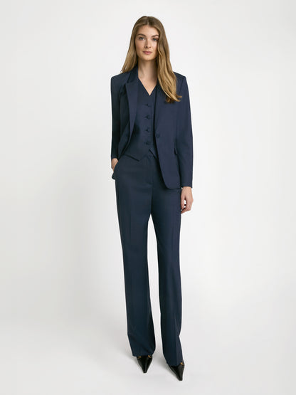 Straight stretch wool pant