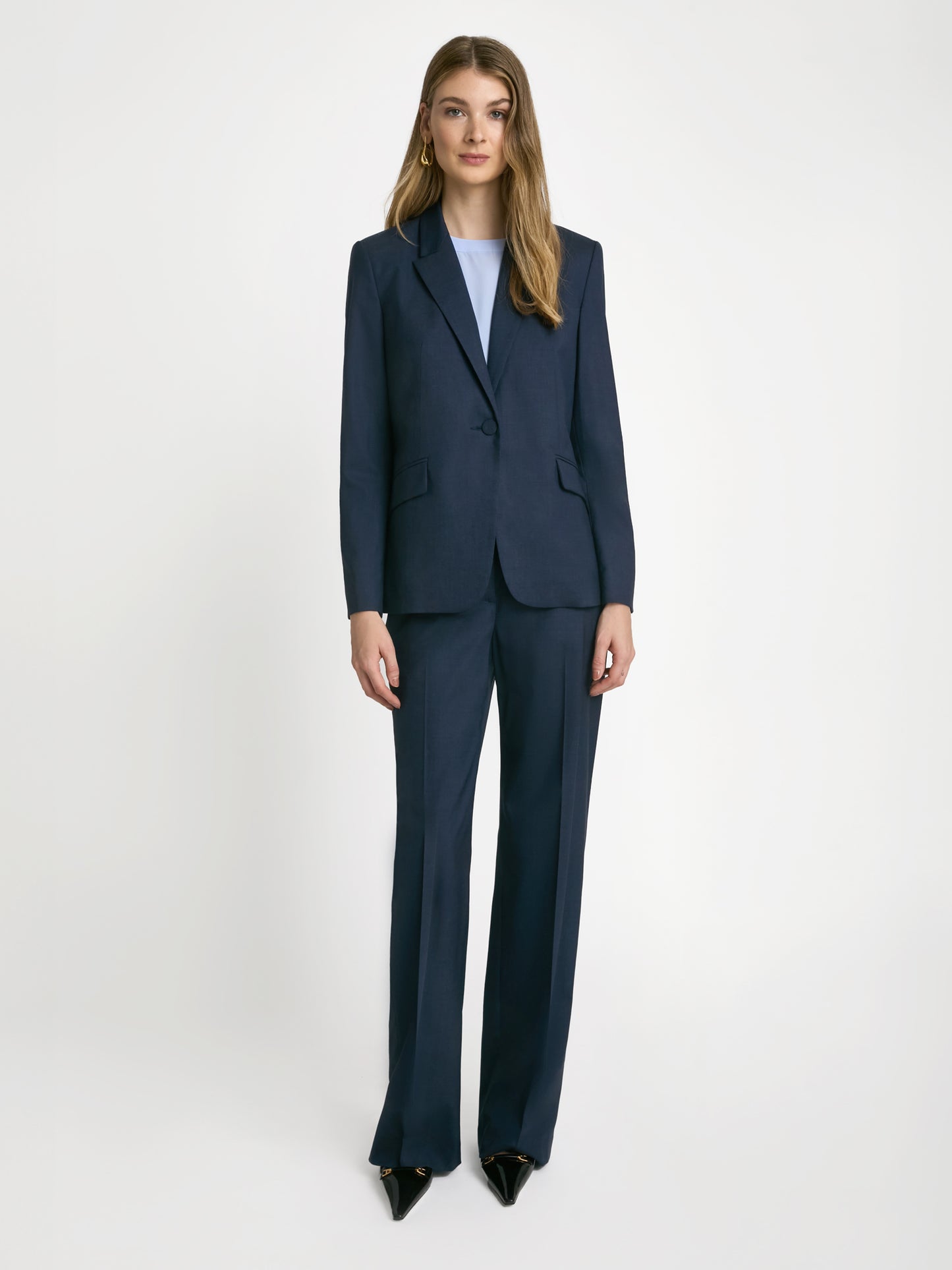 Straight stretch wool pant