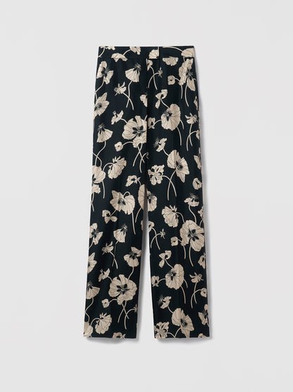 Pantalon à jambe large en sergé de soie imprimé Liberty