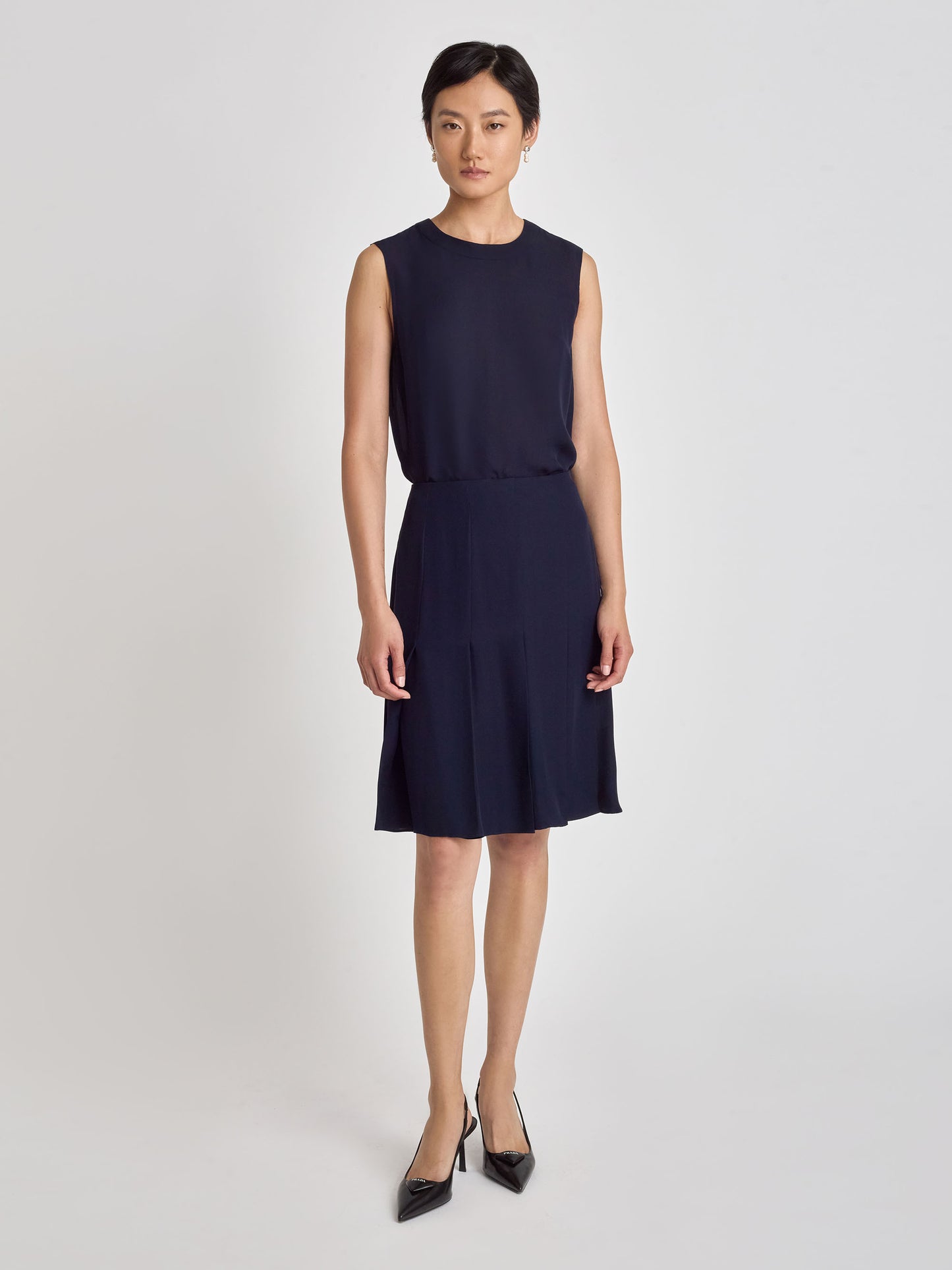 Short Pleated Silk Skirt