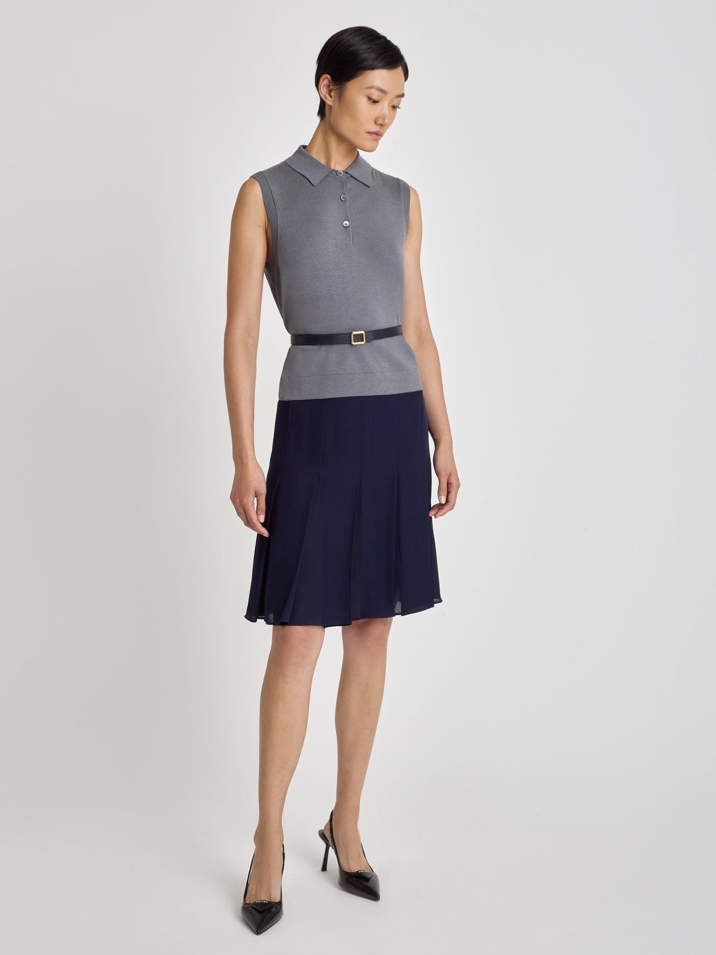 Short Pleated Silk Skirt