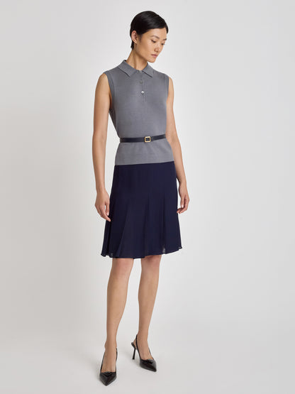 Silk Cotton Sleeveless Polo