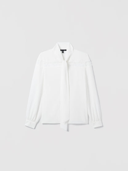 Lace Insert Silk Blouse