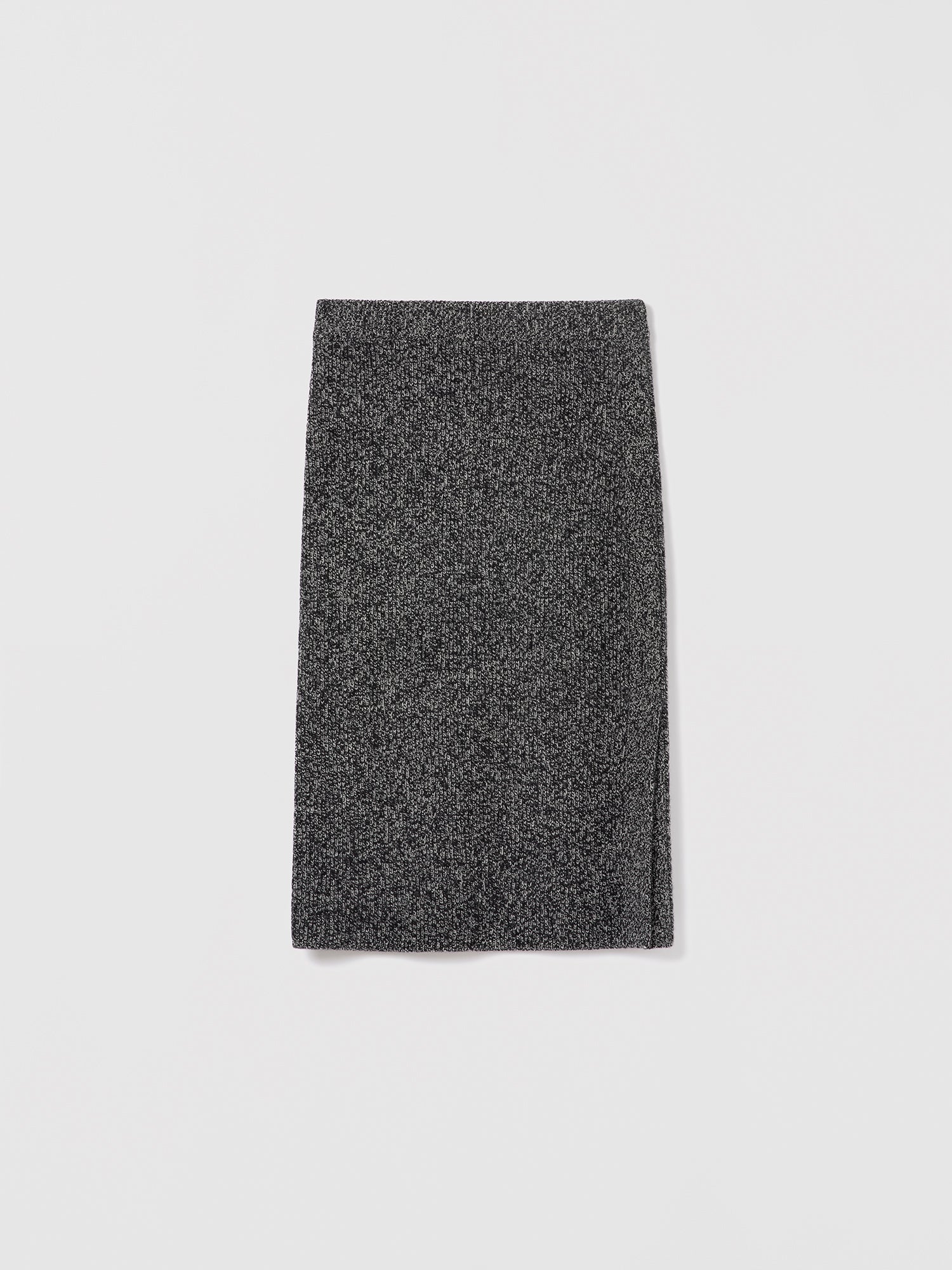 Straight pull-on skirt in mouline wool, 100% extrafine Italian wool, elastic waist, Selly Skirt by Judith and Charles, color Black/Off White, style code 249-4164