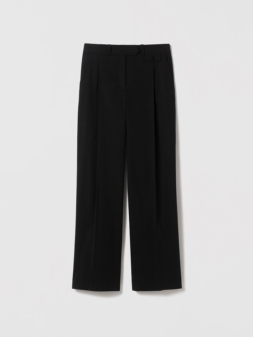 Wide Leg Pleated Cotton Pant