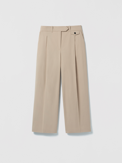 Wide Leg Pleated Cotton Pant