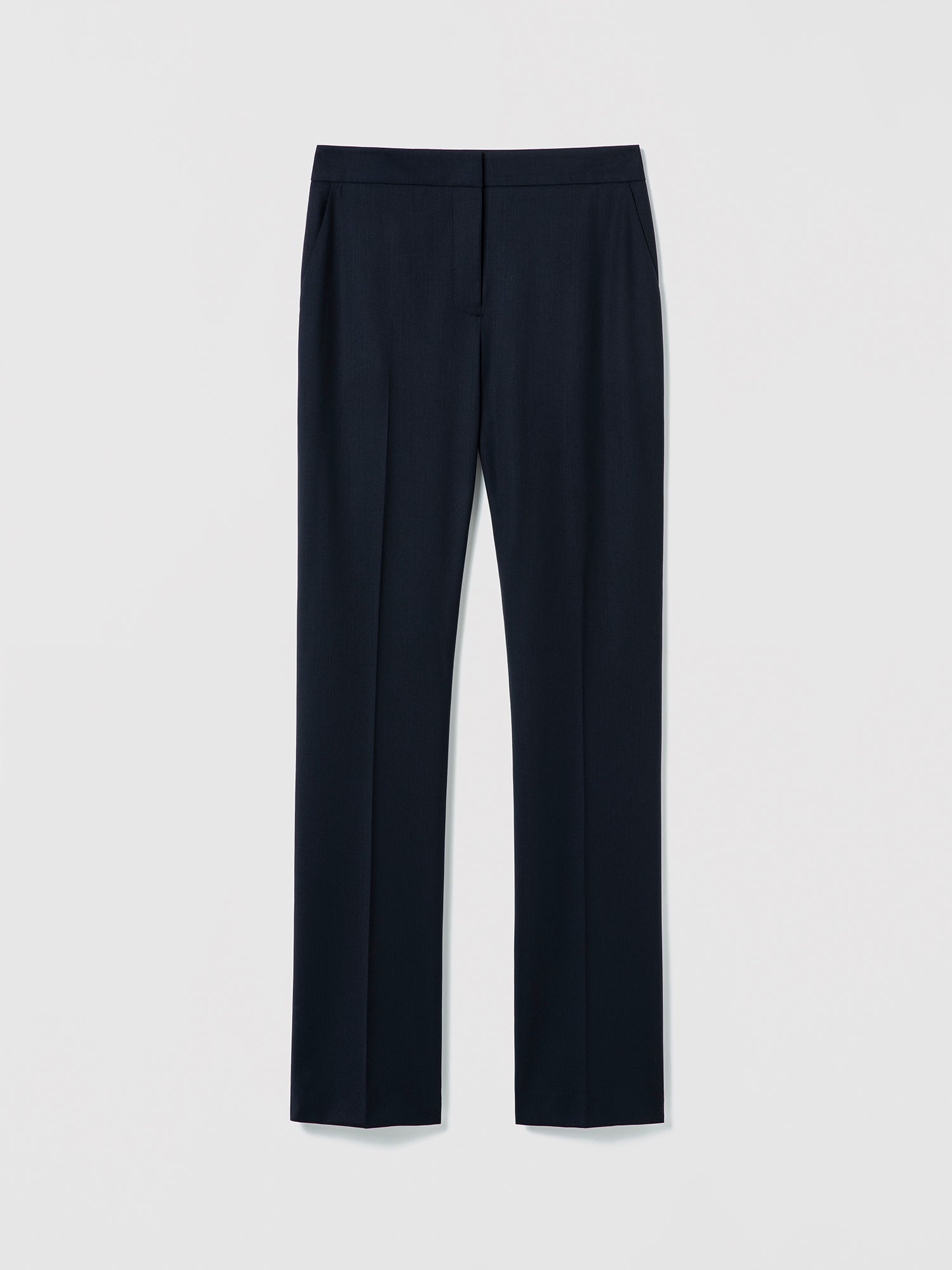 Navy pants on a light gray background