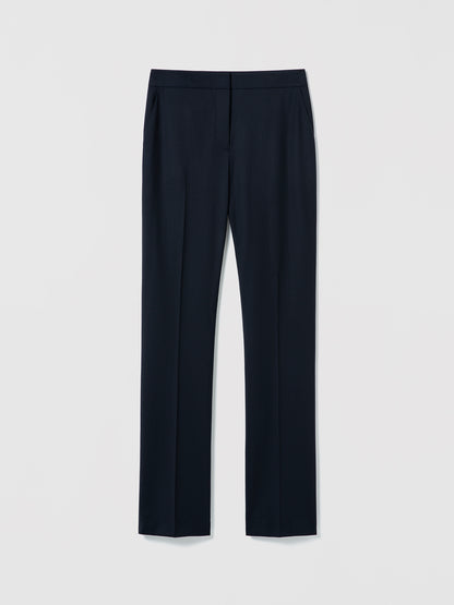 Navy pants on a light gray background