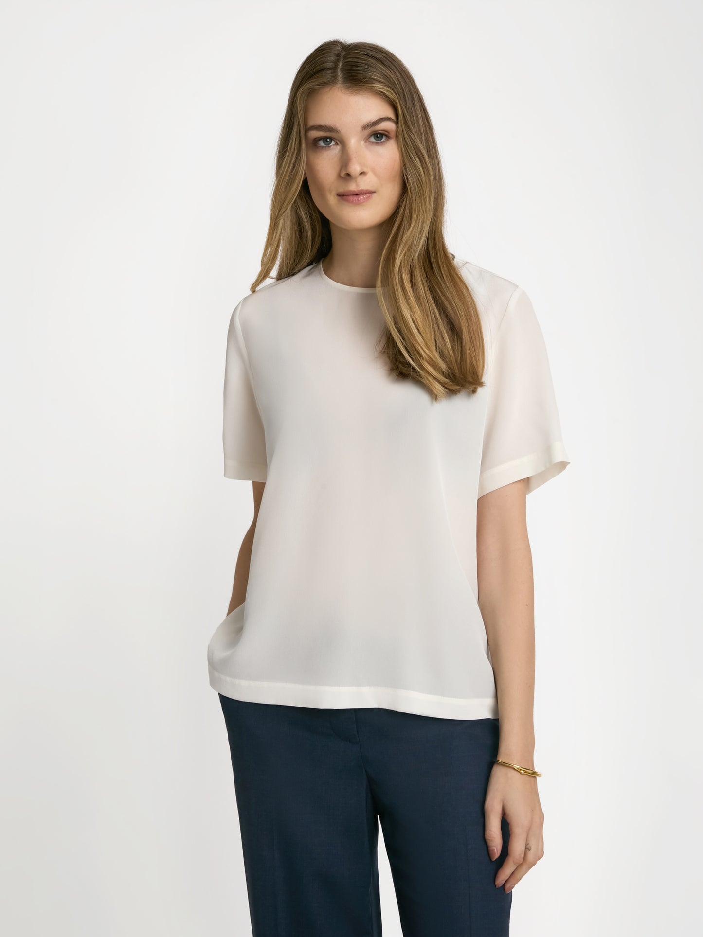 Silk crewneck blouse