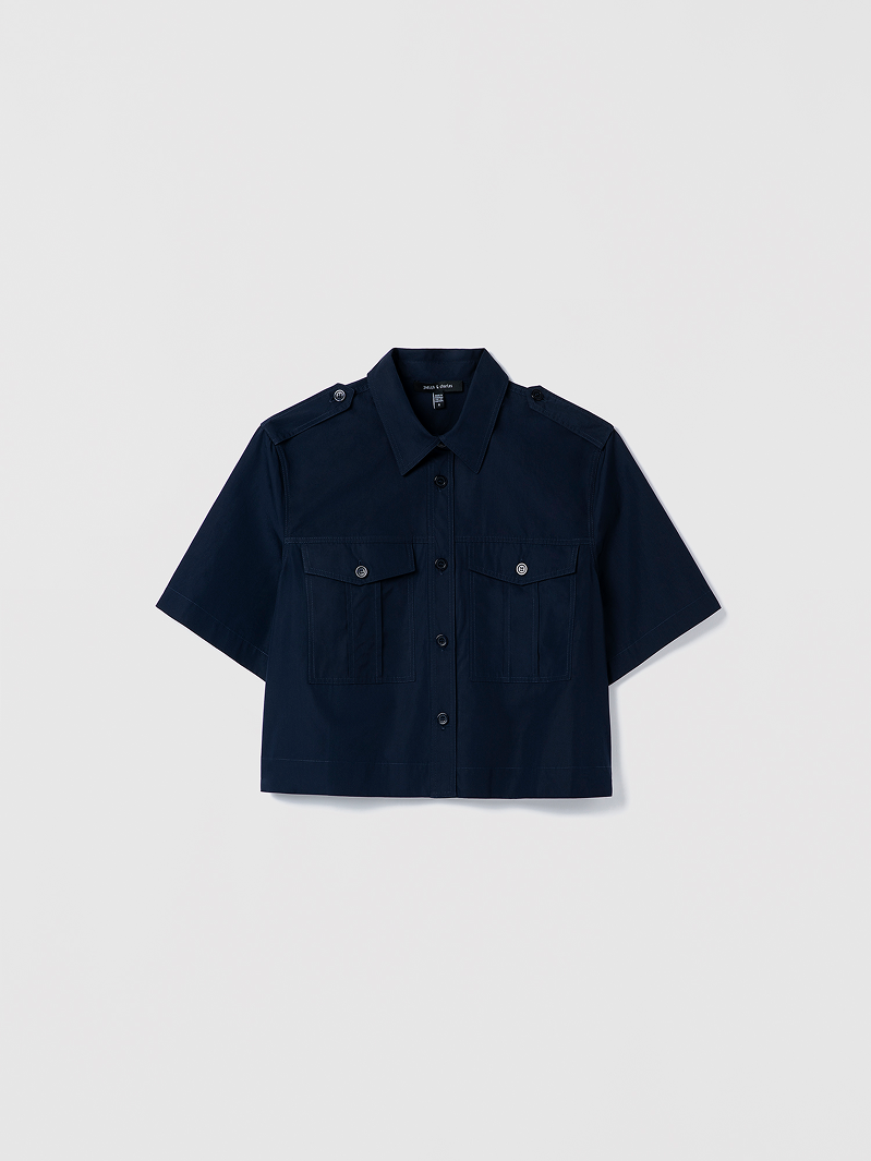 Military Short Sleeve Poplin Blouse